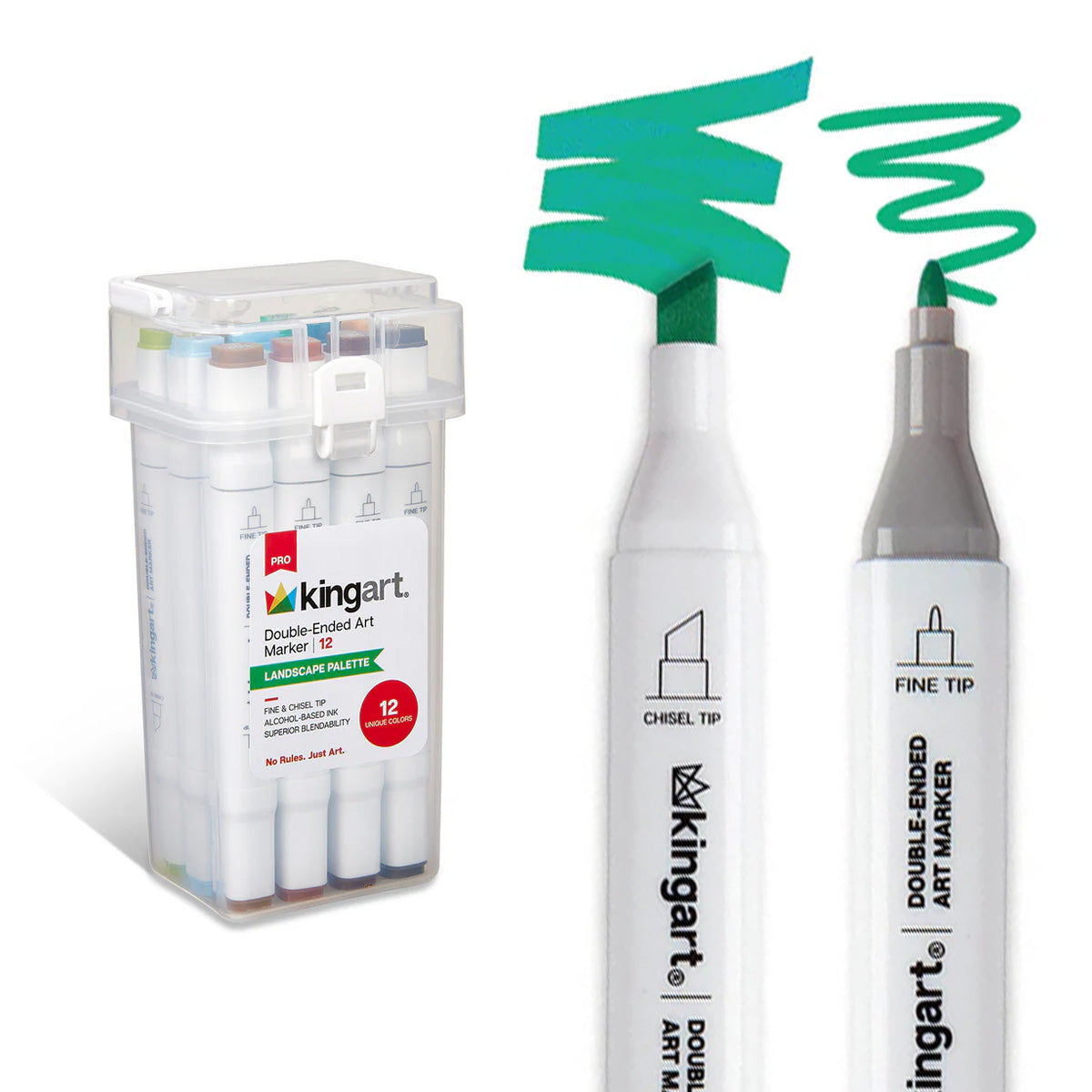 Double-Ended Alcohol Markers - 12 Landscape Colors — KINGART