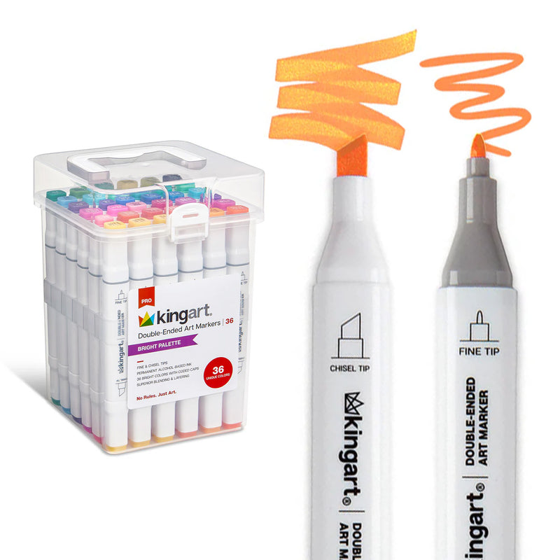 Double-Ended Alcohol Markers 36 Bright Colors - MARKERS & PENS - KINGART