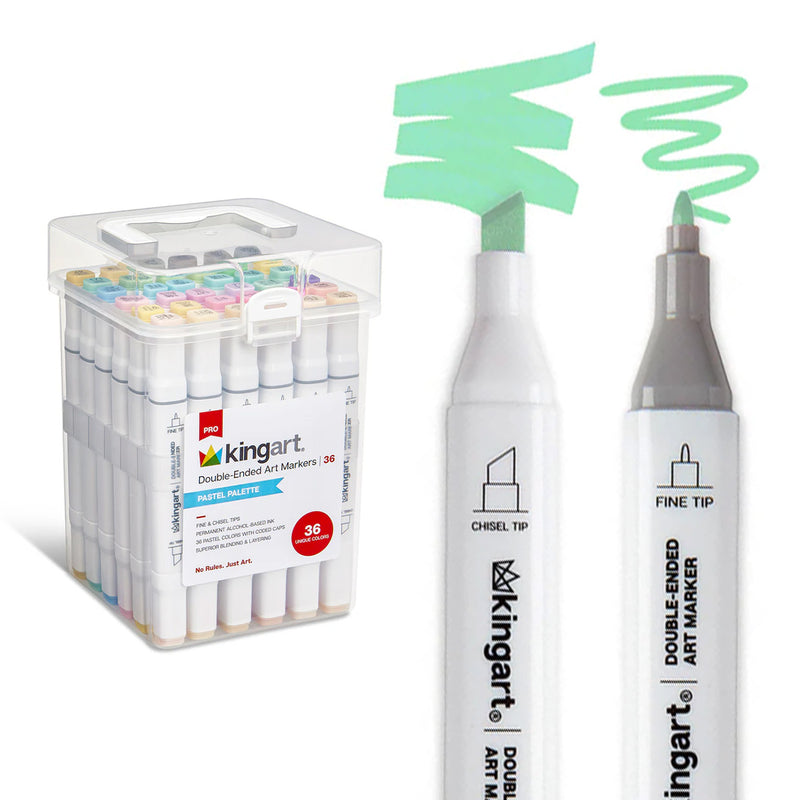 Double-Ended Alcohol Markers 36 Pastel Colors - MARKERS & PENS - KINGART