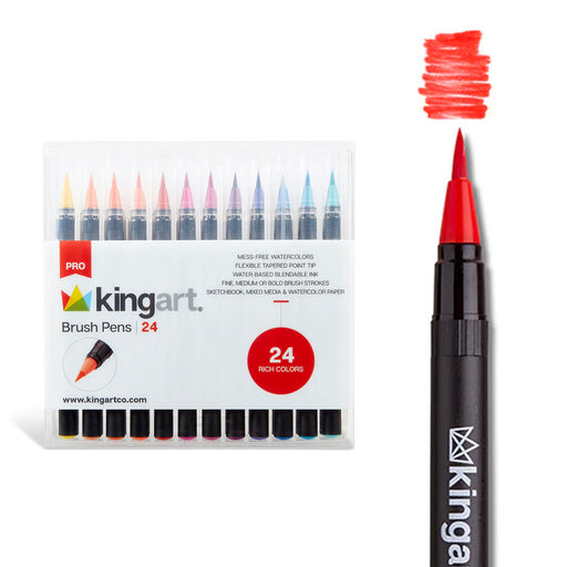 Real Watercolor Brush Pens 24 Colors - Pro - KINGART