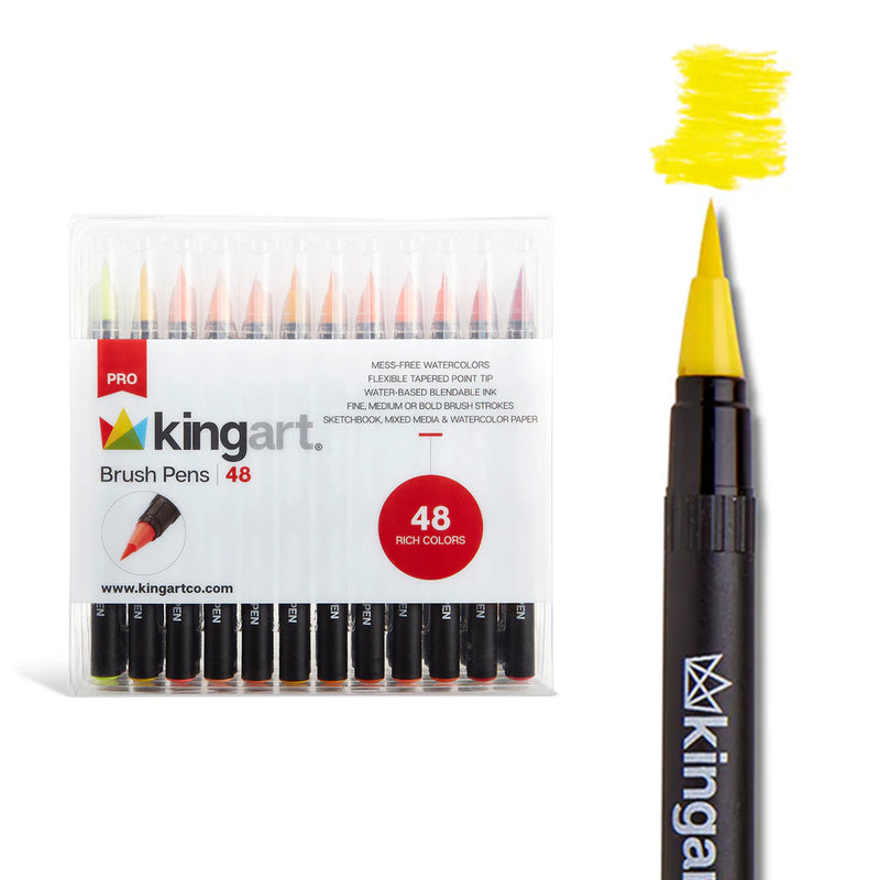 Real Watercolor Brush Pens 48 Colors - Pro - KINGART