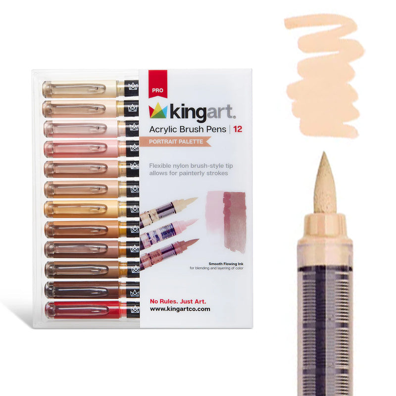 Acrylic Brush Tip Pens Bundle - 6 packs - Bundle - KINGART