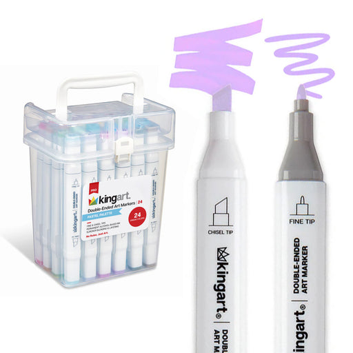Double-Ended Alcohol Markers 24 Pastel Colors - Pro - KINGART