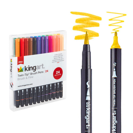 Twin-Tip™ Brush Pens 24 Colors - Pro - KINGART
