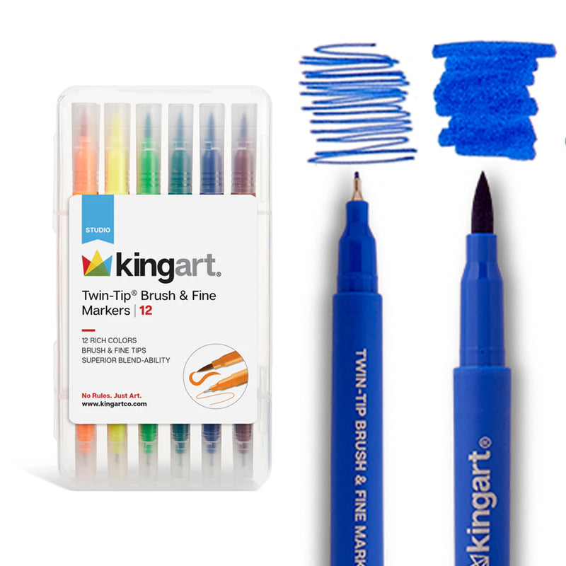 Twin-Tip™ Brush & Fine Markers 12 Colors - Studio - KINGART