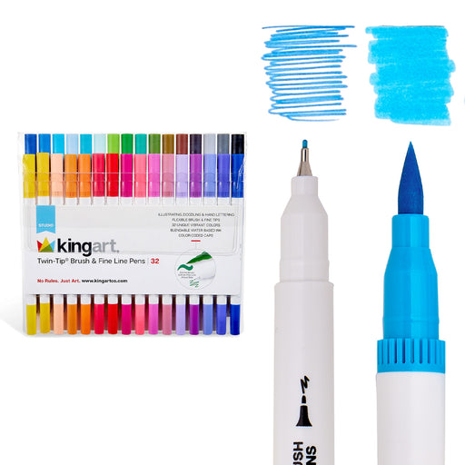 Twin-Tip™ Brush & Fine Coloring Markers 32 Colors - Studio - KINGART