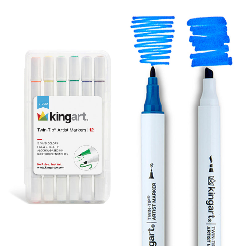Twin-Tip™ Alcohol Markers 12 Colors - Studio - KINGART