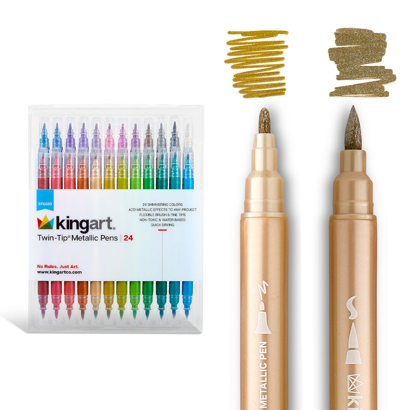 Twin-Tip™ Metallic Pens 24 Colors - MARKERS & PENS - KINGART