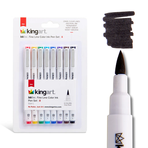Inkline™ Large Tip Pens 8 Colors - Pro - KINGART