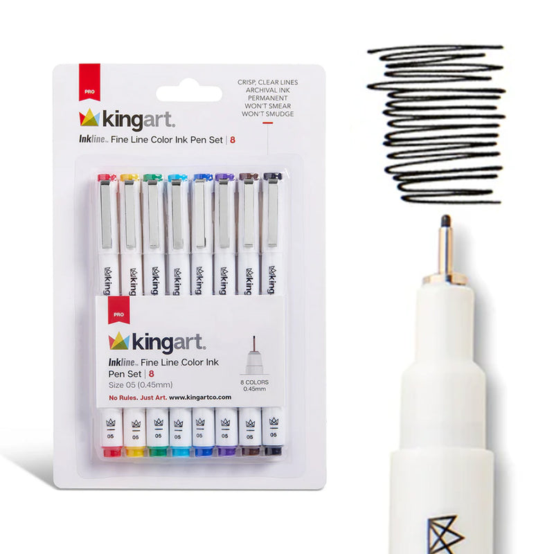 Inkline™ Fine Line Pens 8 Colors Size 05 - Pro - KINGART