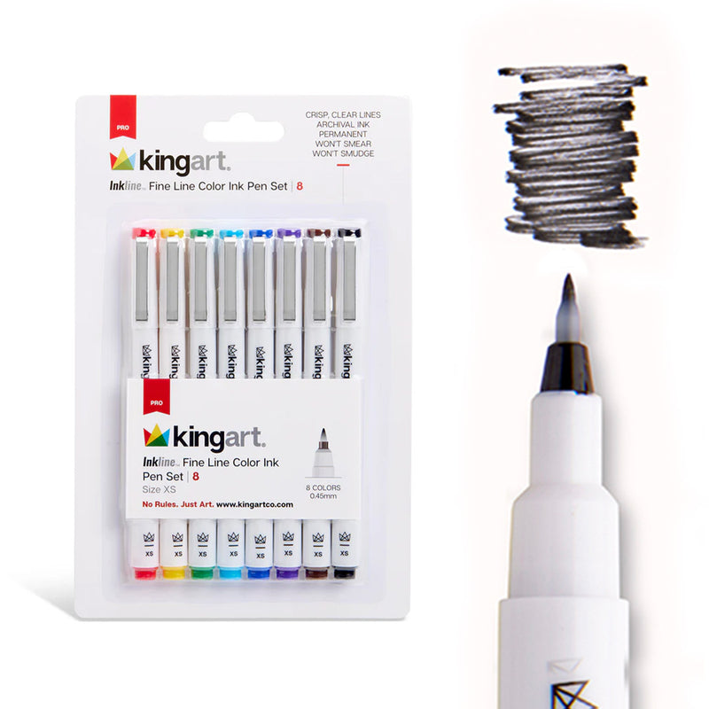 Inkline™ Fine Line Pens 8 Colors 0.45mm XS - Pro - KINGART