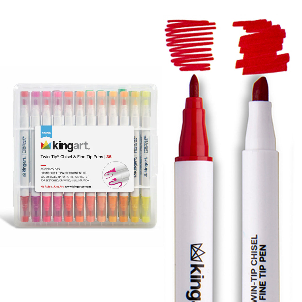 KingTip Twin-Tip™ Chisel & Fine Markers 36 Colors — KINGART