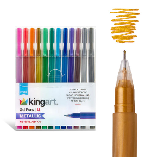 Gel Pens 12 Metallic Colors - Studio - KINGART