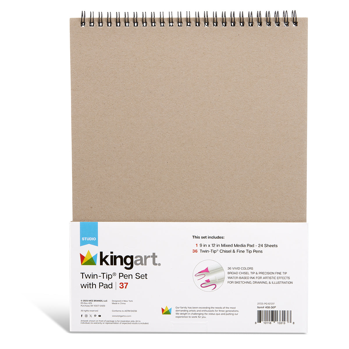 Twin-Tip™ Chisel & Fine Markers & Mixed Media Pad - 37 pc — KINGART