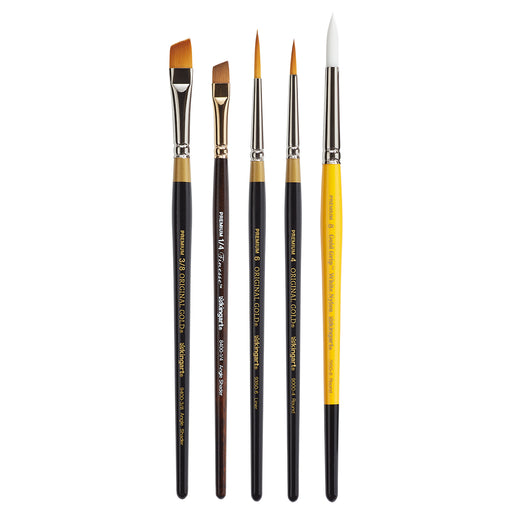 KINGART® Premium Lettering Multimedia Artist Brushes, Set of 5 -  - KINGART