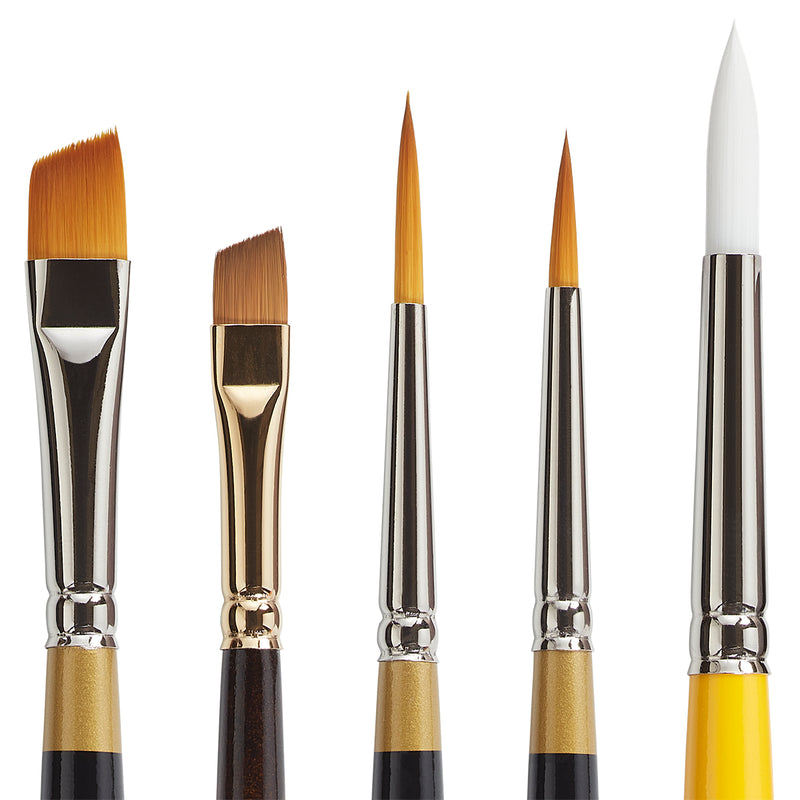 KINGART® Premium Lettering Multimedia Artist Brushes, Set of 5 -  - KINGART