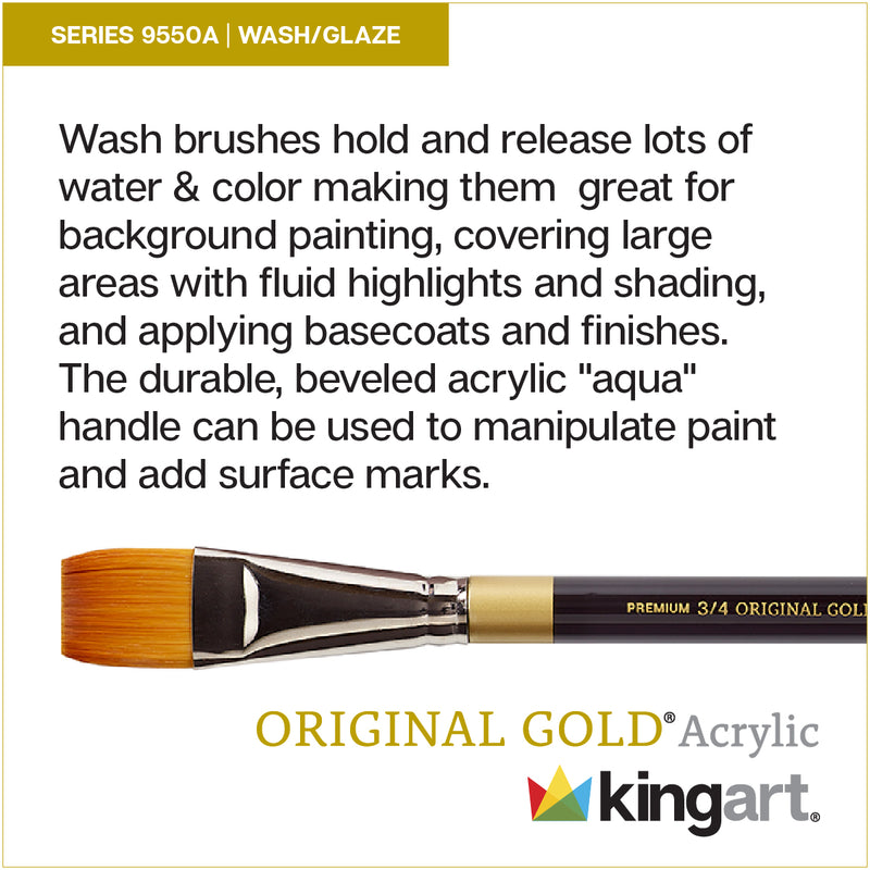 KINGART® Original Gold® 9550A Aqua Wash Series, Premium Golden Taklon, Multimedia Artist Brushes - Premium - KINGART®