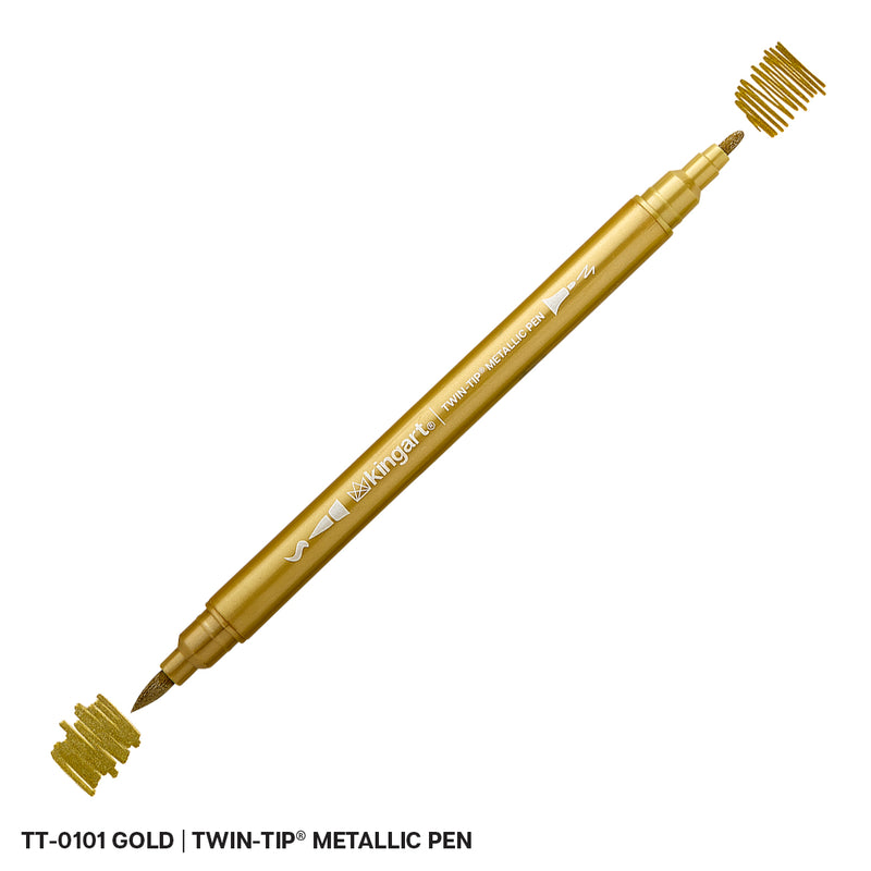 Twin-Tip™ Brush & Fine Metallic Pens - Water-Based Ink - Single Colors - MARKERS & PENS - KINGART