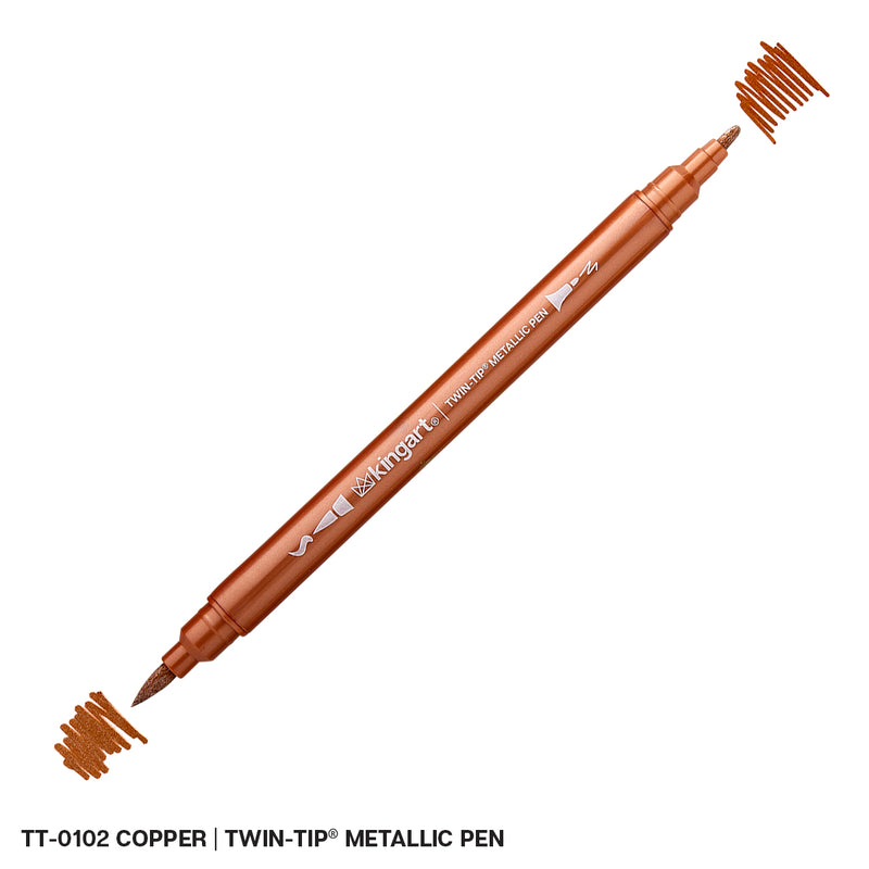 Twin-Tip™ Brush & Fine Metallic Pens - Water-Based Ink - Single Colors - MARKERS & PENS - KINGART