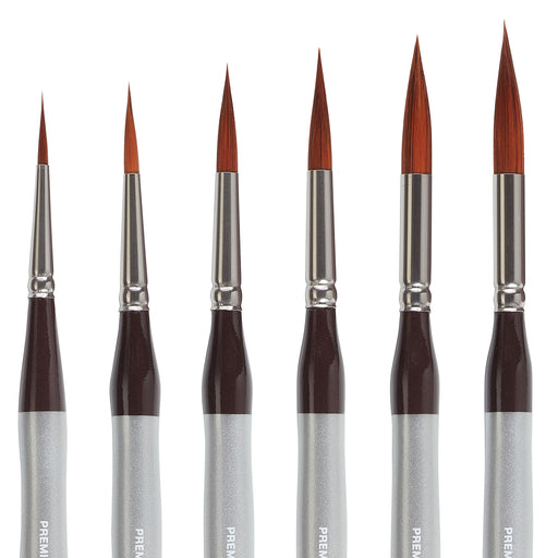 KINGART® Precision™ Series Synthetic Blend Brushes, Ergonomic Comfort Handle, Gift Box, Set of 6 - Premium - KINGART®