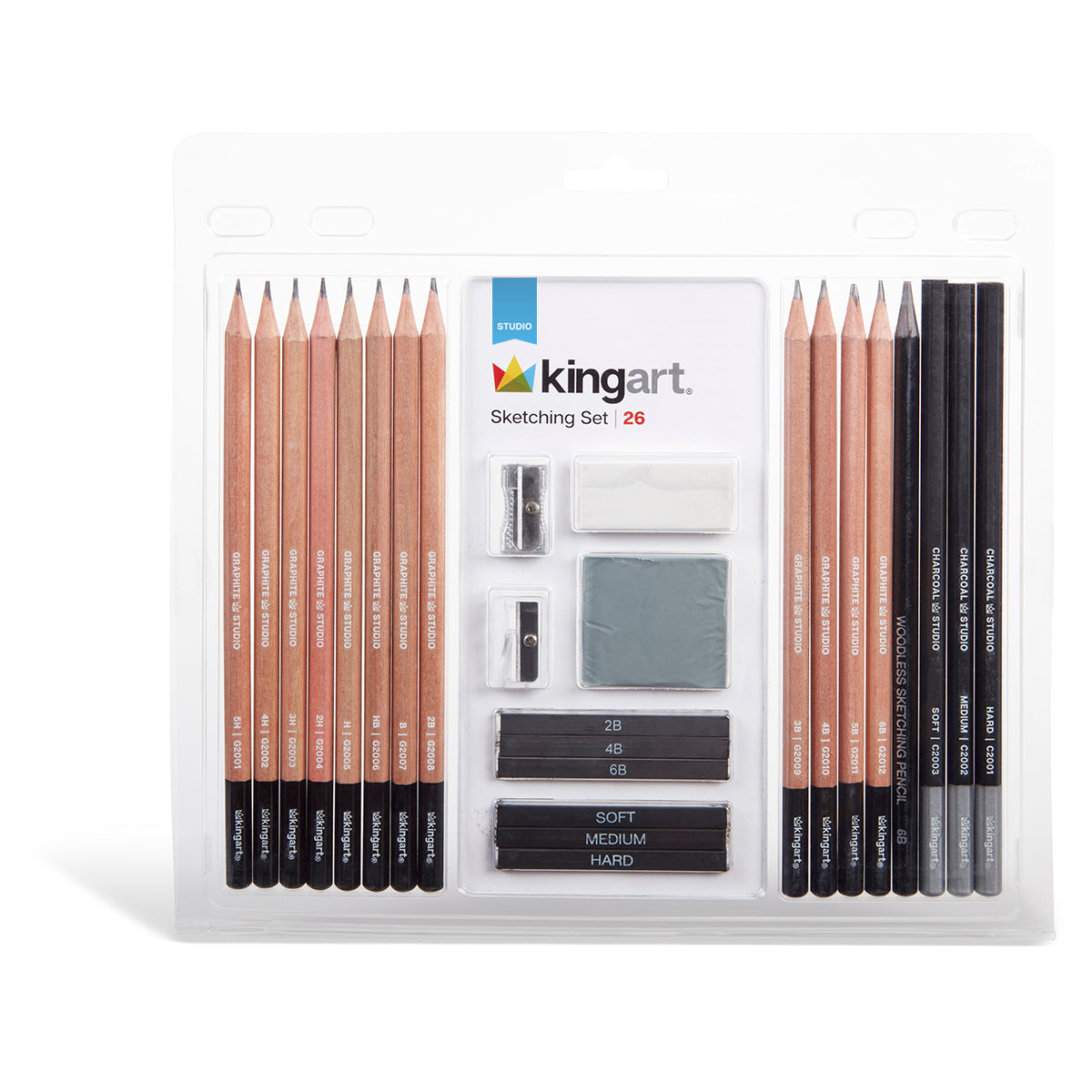 KINGART Sketch Combo Pack with 11x14 Sketchbook & 30 Piece Pencil