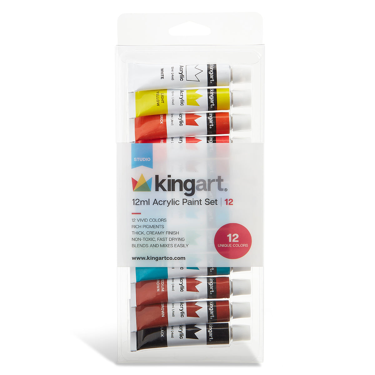 KINGART® Acrylic Craft Paint, 60ml (2oz) Bottle, Set of 6 Fluorescent  Colors
