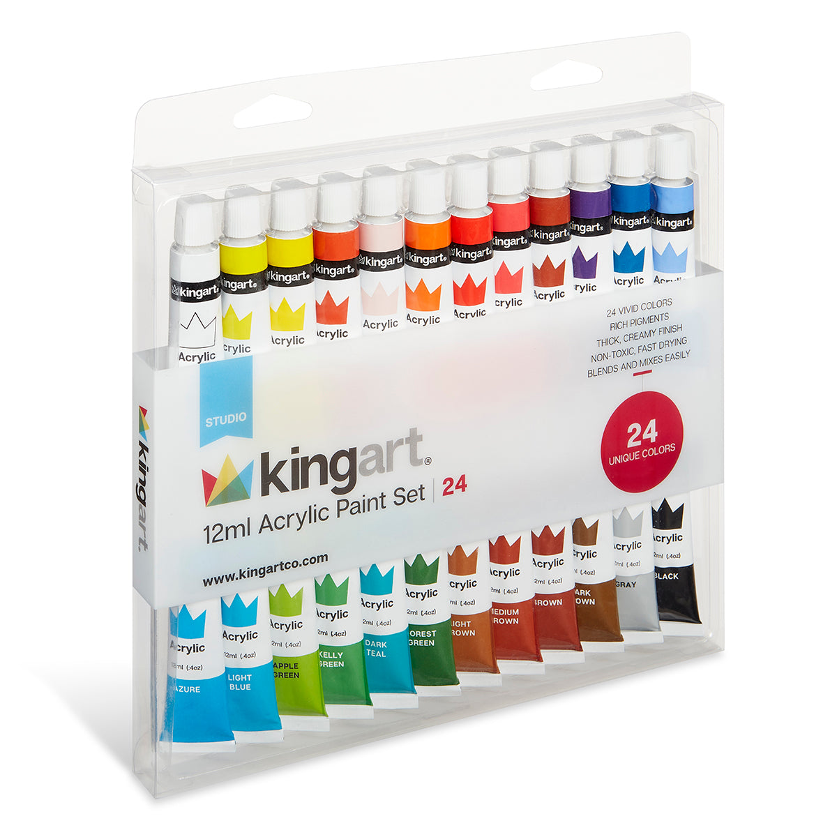 KINGART® Acrylic Craft Paint, 60ml (2oz) Bottle, Set of 6 Fluorescent  Colors