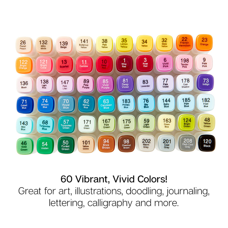 Double-Ended Alcohol Markers 60 Colors - Pro - KINGART