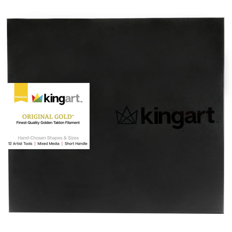 KINGART® Original Gold® Series, Golden Taklon Brushes, Gift Box, Set of 12 - KINGART