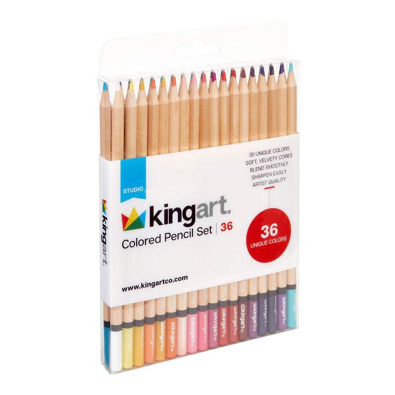 KINGART® Soft Core Colored Pencils Set of 36 Unique Vibrant Colors - Studio - KINGART®