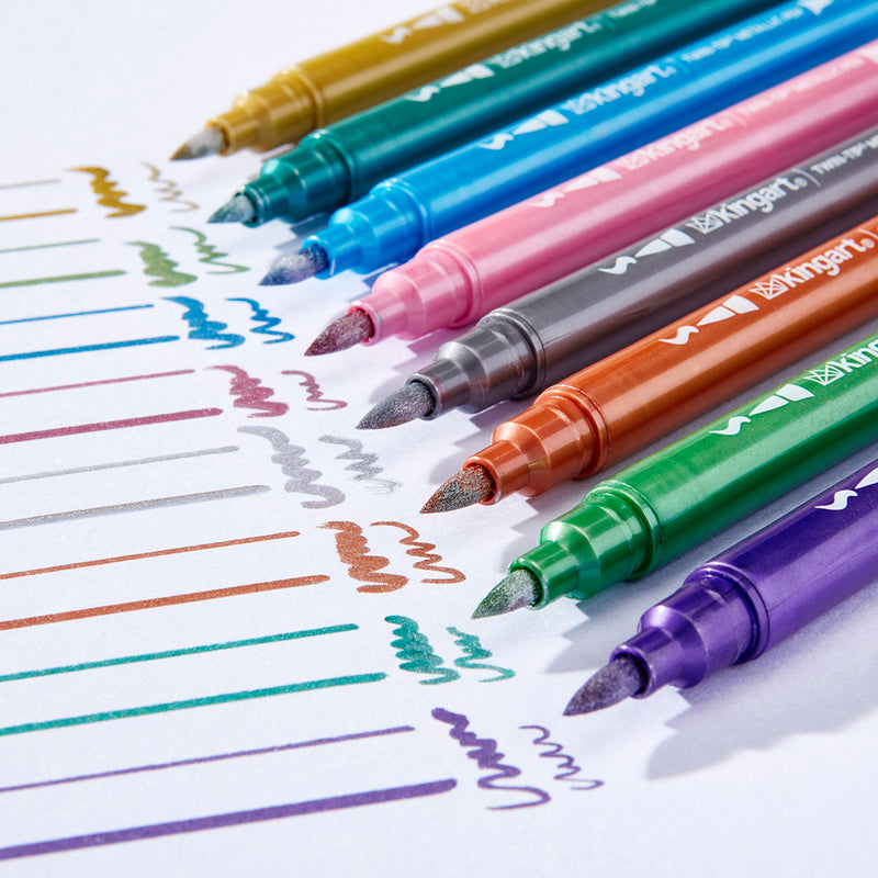 KINGART® Studio Twin-Tip™ Metallic Pens, Set of 10 Unique Vivid Colors - KINGART
