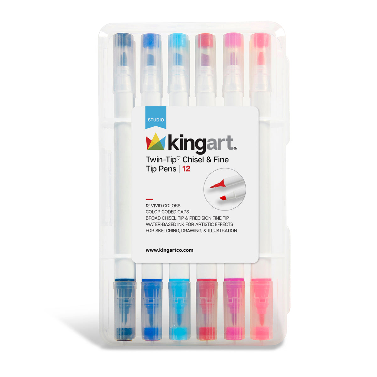 KINGART® Chisel & Fine Tip Markers, Travel/Storage Case, Set of 36 Colors
