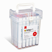 KINGART® PRO Double-Ended Sketch Markers, Portrait Color Palette, Chisel & Fine Tip, Alcohol-Based Ink, Storage Case, Set of 24 - KINGART