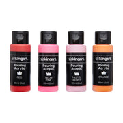 KINGART® Pouring Acrylic Paint, 60ml (2oz) Bottle, Pre-Mixed Ready to Pour, Set of 16 Unique Colors - KINGART