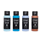 KINGART® Pouring Acrylic Paint, 60ml (2oz) Bottle, Pre-Mixed Ready to Pour, Set of 16 Unique Colors - KINGART