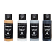 KINGART® Pouring Acrylic Paint, 60ml (2oz) Bottle, Pre-Mixed Ready to Pour, Set of 16 Unique Colors - KINGART