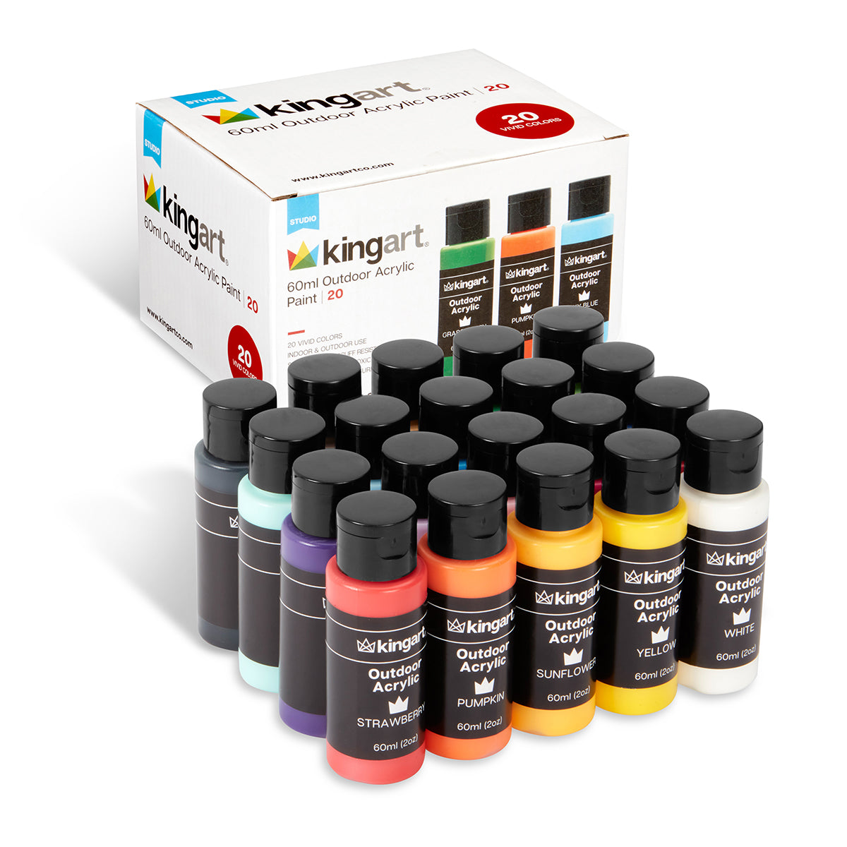Metallic Acrylic Paint Set of Premium 24 Colors with 12 Brushes,Professional Grade Metallic Paints with Bottles (2fl oz 60ml), Rich Pigments of Non