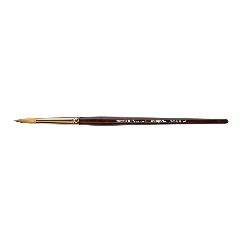 KINGART® Finesse™ 8000 Round Series Kolinsky Sable Synthetic Blend Premium Watercolor Artist Brushes - KINGART