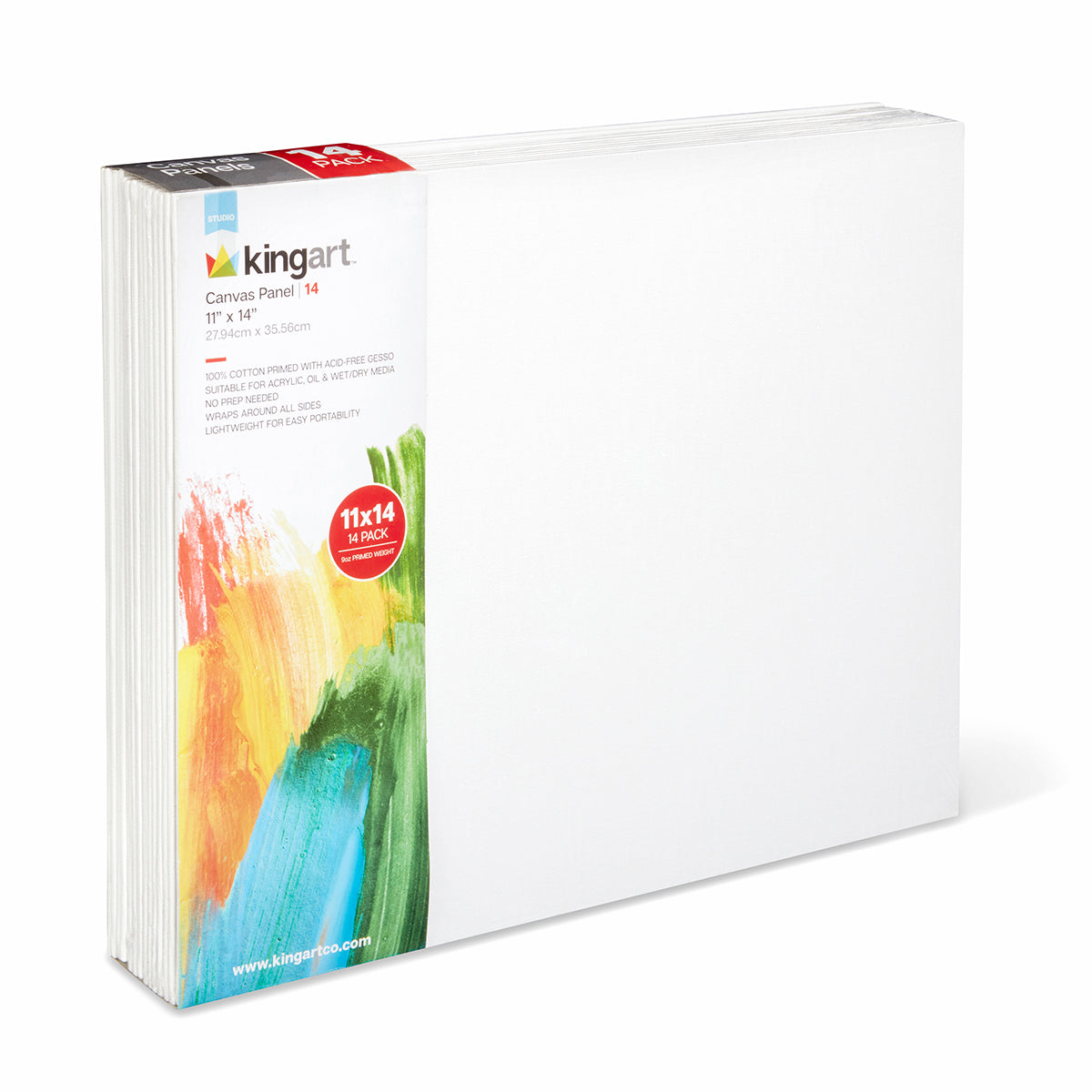 KINGART® Mini 4x 4 White Stretched Painting Canvas and 5 Wood Easels Set,  8-Pack