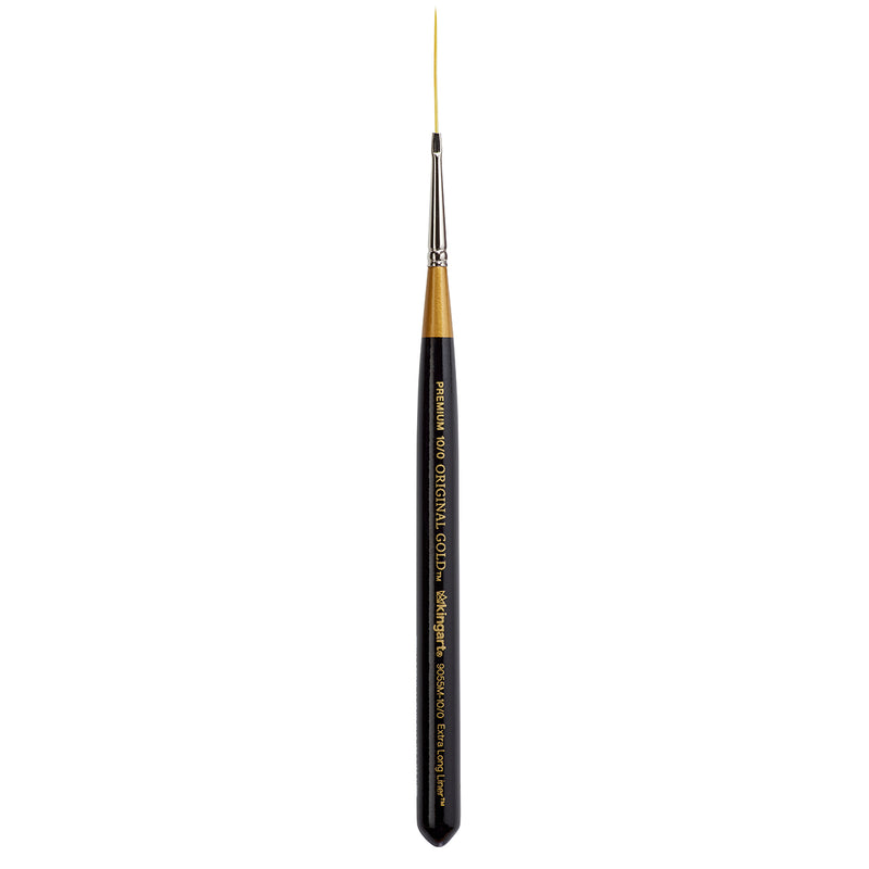 KINGART® Original Gold® 9055M Extra Long Liner Micro Detailer Series, Premium Golden Taklon Multimedia Artist Brushes - KINGART