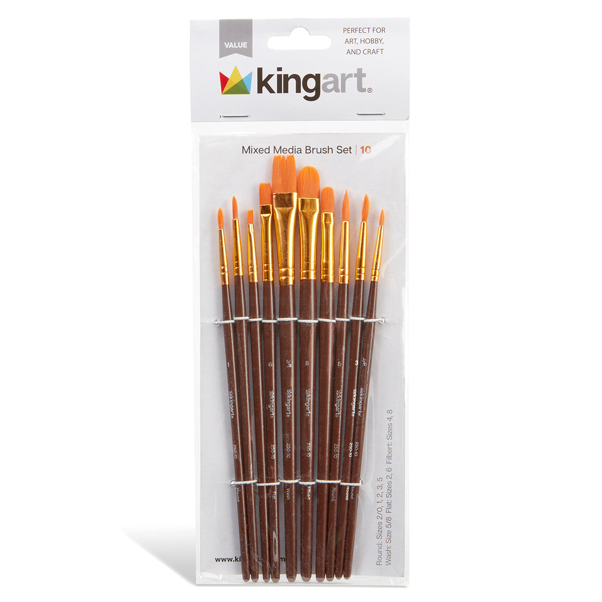  KINGART 242-20 Foam 20 Pc. Value Pack 2 Brush Set, Short Wood  Handle, for Oil, Acrylic & Watercolor Paint, Great for Crafts, DIY Home  Projects, Hobbies & Group Activities : Arts