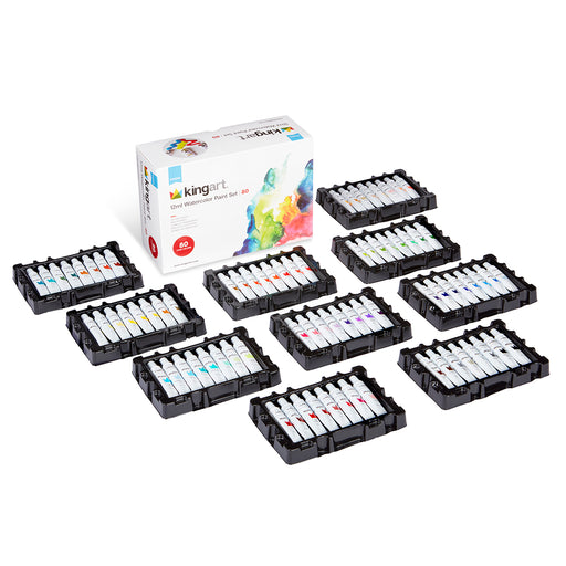 KINGART® Studio Watercolor Paint, 12ml (.4oz), Set of 80 Unique Colors - KINGART