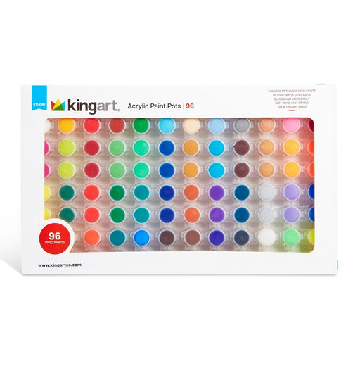 KINGART® Studio Acrylic Paint Pot Set, 2.9ml, 96 PC. (48 Colors) - KINGART