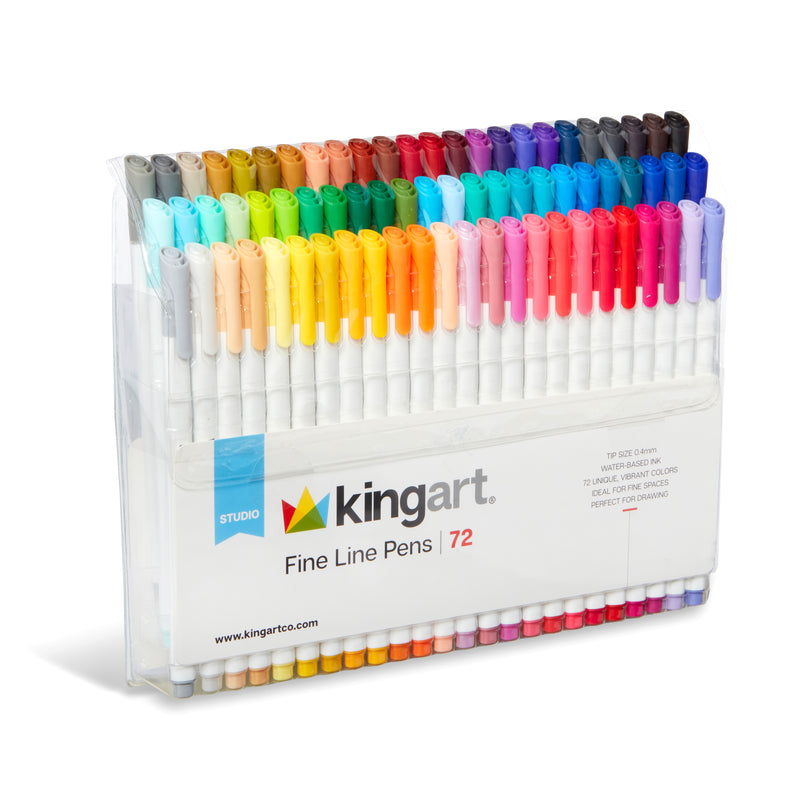 KINGART® Studio Fine Line Color Ink Pens, Set of 72 Unique Colors, Size 04 mm - Studio - KINGART®