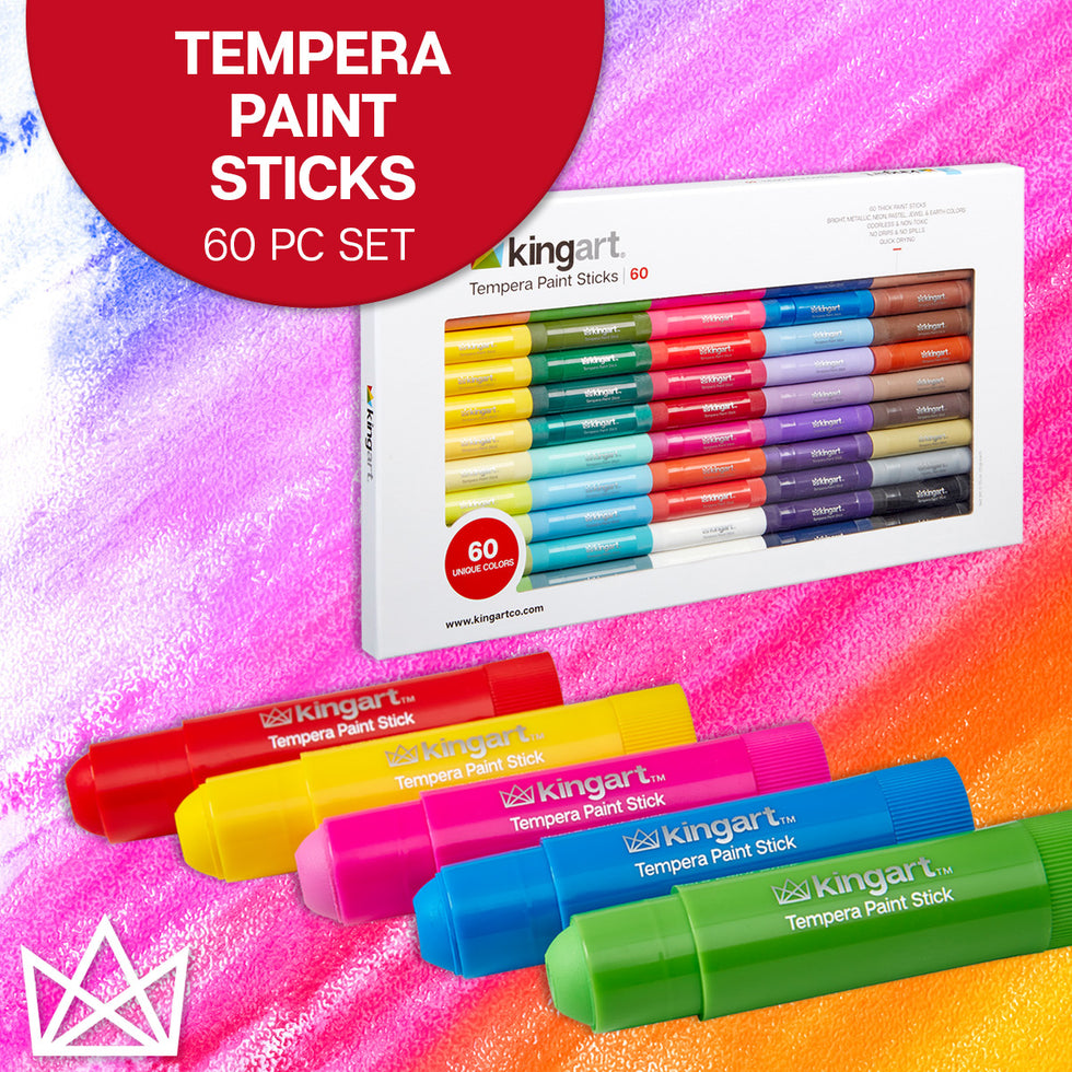 KINGART® Tempera Paint Sticks, 60 Vibrant Colors for Kids, Super Quick