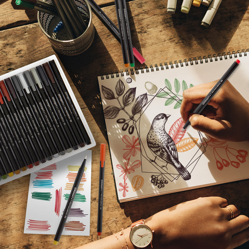 KINGART® PRO Fineliner Pens, 0.4mm Line Width, Triangular Ergonomic