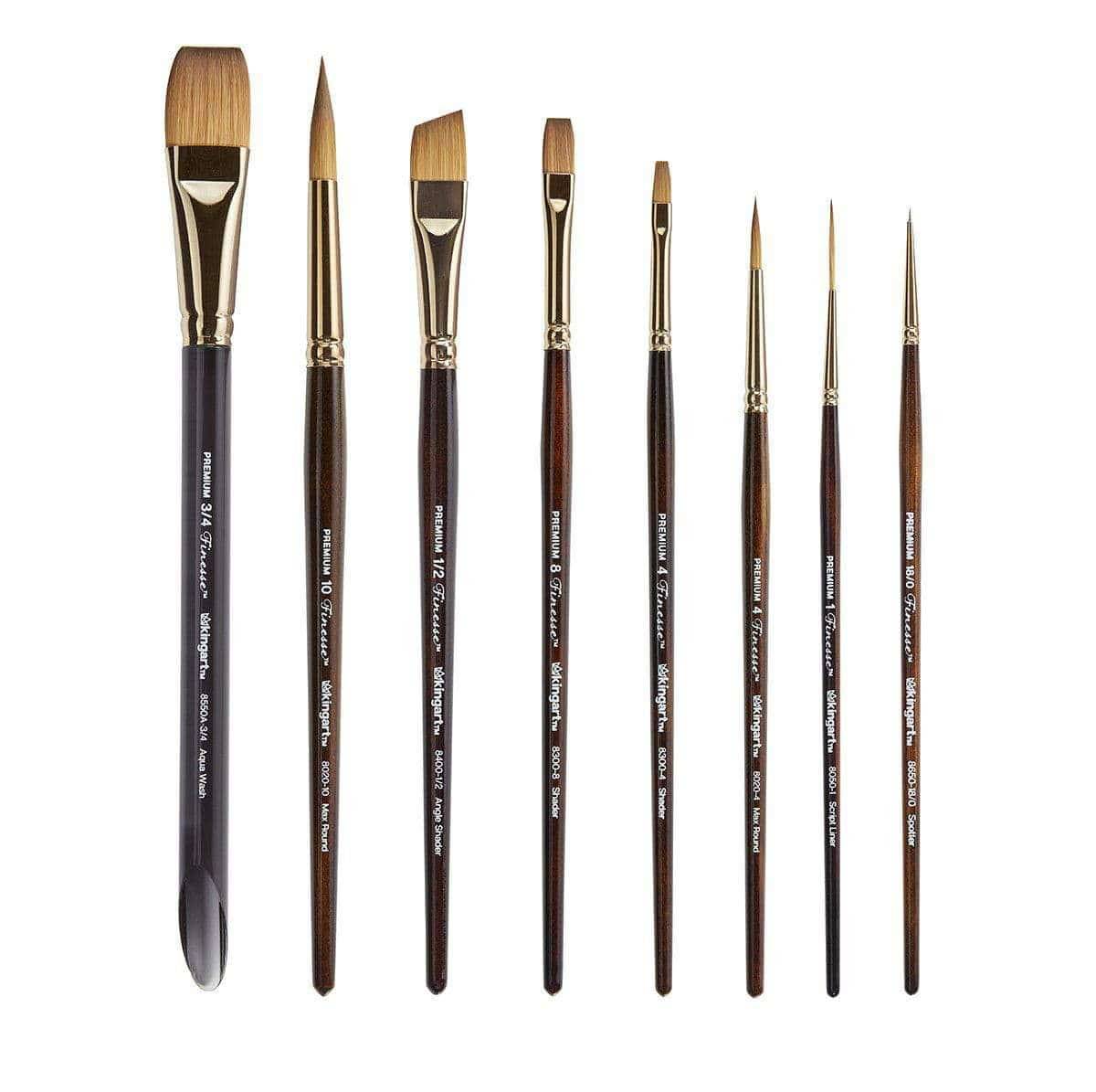 KINGART™ Great PREMIUM Finesse, Kolinksy Sable Synthetic Brushes, 8