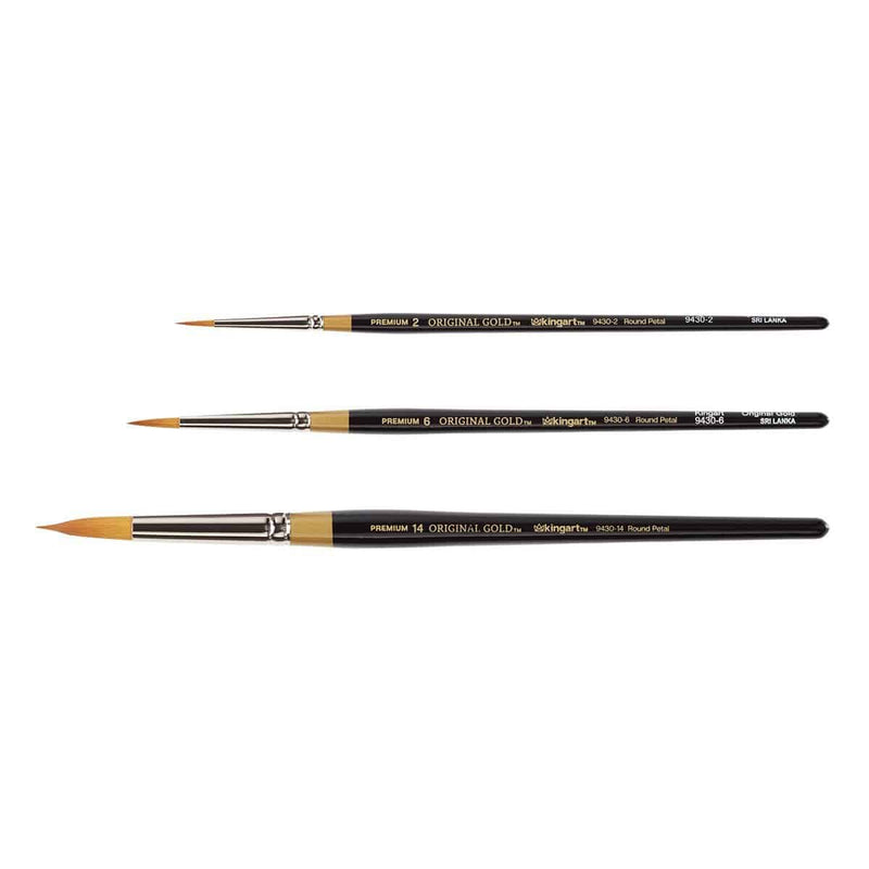 KINGART® Original Gold® 9430 Series, Golden Taklon Round Floral Petal Artist Brush - KINGART