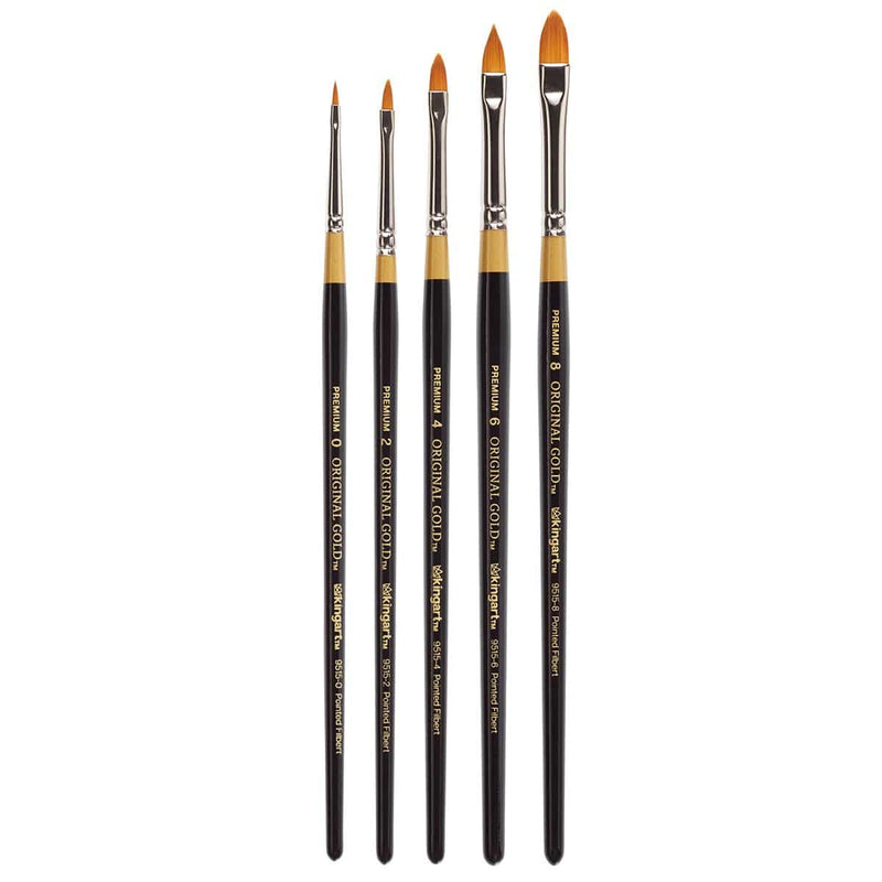 Filbert Rake Brush Original Gold® 9515 Pointed FilbertGolden Taklon Brush Set - 5 pc — KINGART