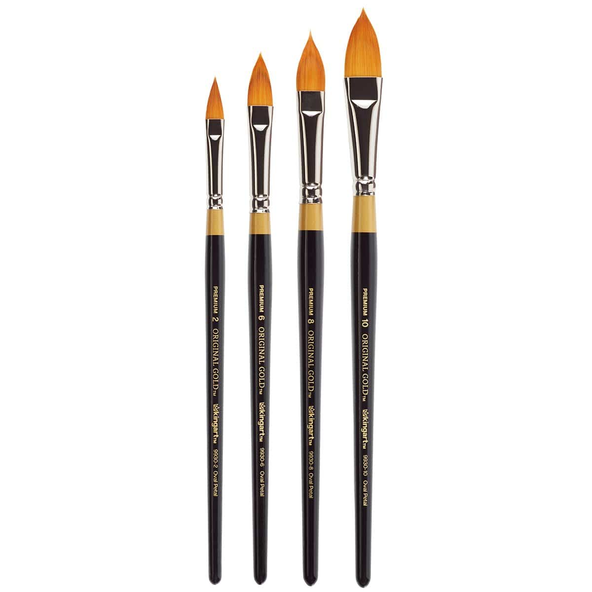 Kingart Original Gold Series Premium Golden Taklon Multimedia Artist  Brushes, Set of 4, All Ages